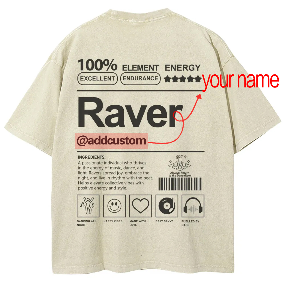 Addcustom Raver Unisex Fit Washed T-Shirt wearishow