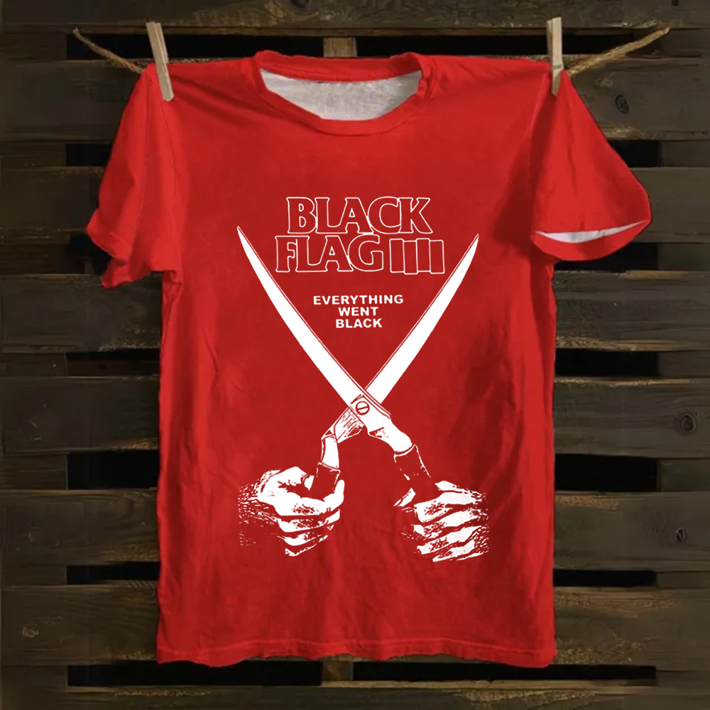 Unisex Vintage Black Flag Rock Band Cotton T-Shirt