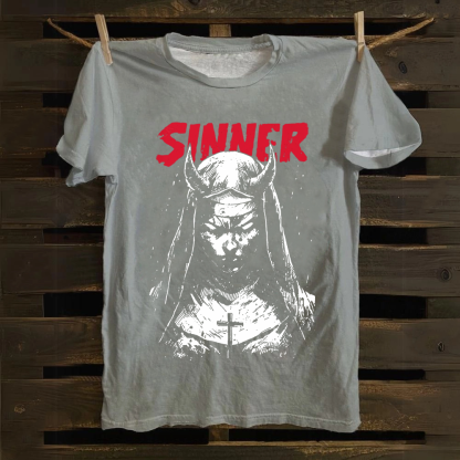 Unisex Vintage Sinner Nun Cotton T-Shirt