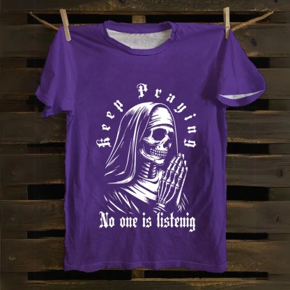Unisex Vintage Satanic Skull Devil Nun Cotton T-Shirt