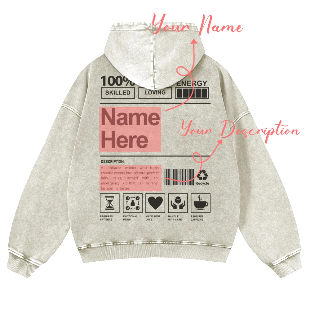 Wearishow Customized Unisex Fit Vintage Washed Hoodie