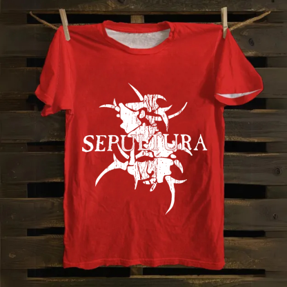 Unisex Vintage Sepultura Heavy Metal Band Cotton T-Shirt