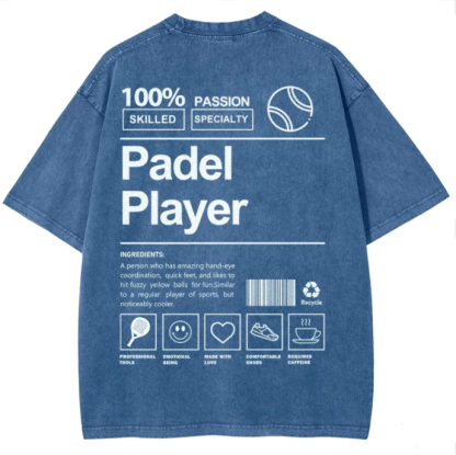 Padel Player Unisex Fit Washed T-Shirt wearishow