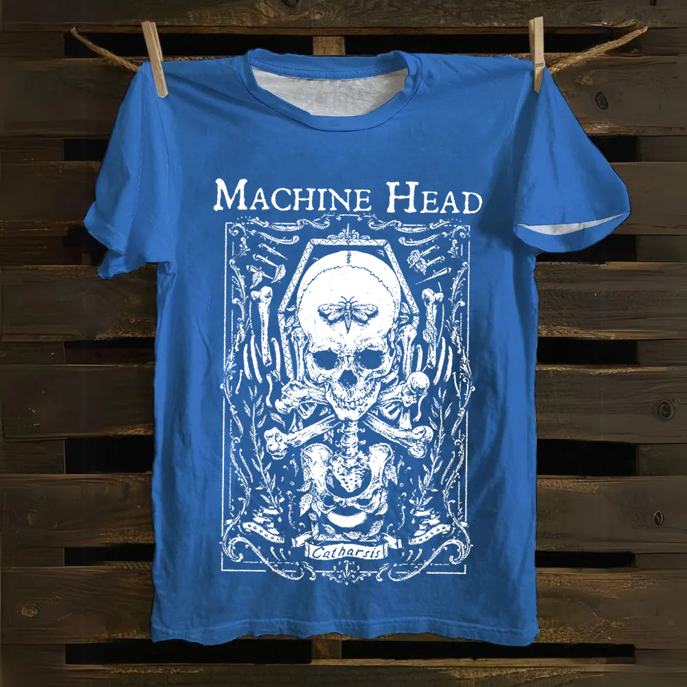 Unisex Casual Machine Head Band Heavy Meta Cotton T-Shirt