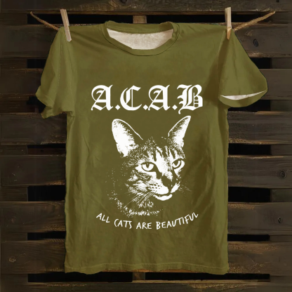 Unisex Vintage  All Cats Are Beautiful Song Music Cotton T-Shirt