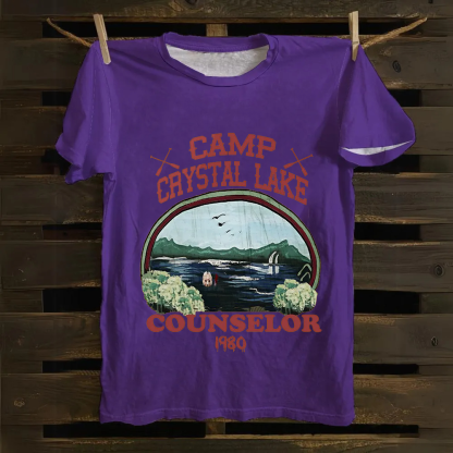 Unisex Camp Crystal Lake Print Crew Neck Casual Cotton T-Shirt