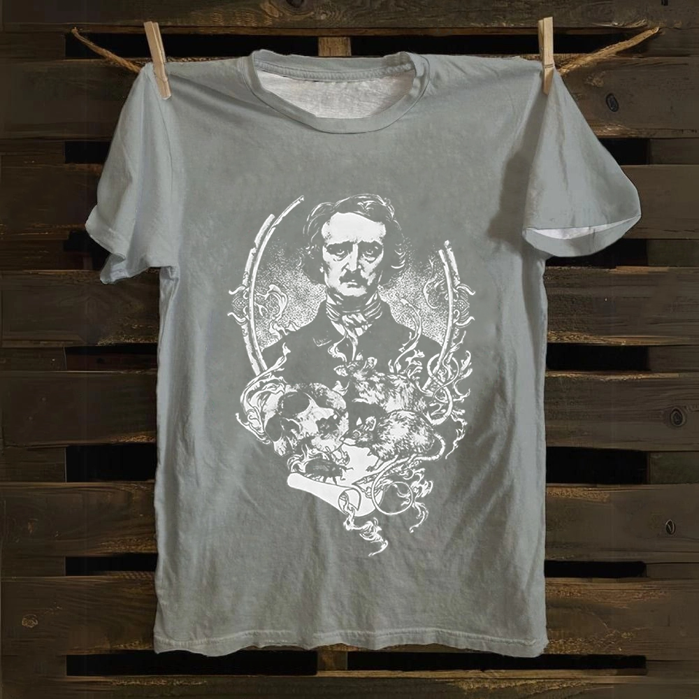 Unisex Vintage Funny Edgar Allan Poe Horror Writer Cotton T-Shirt