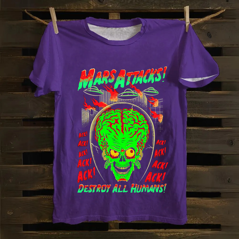 Unisex Vintage Washed Mars Attacks Cotton T-Shirt