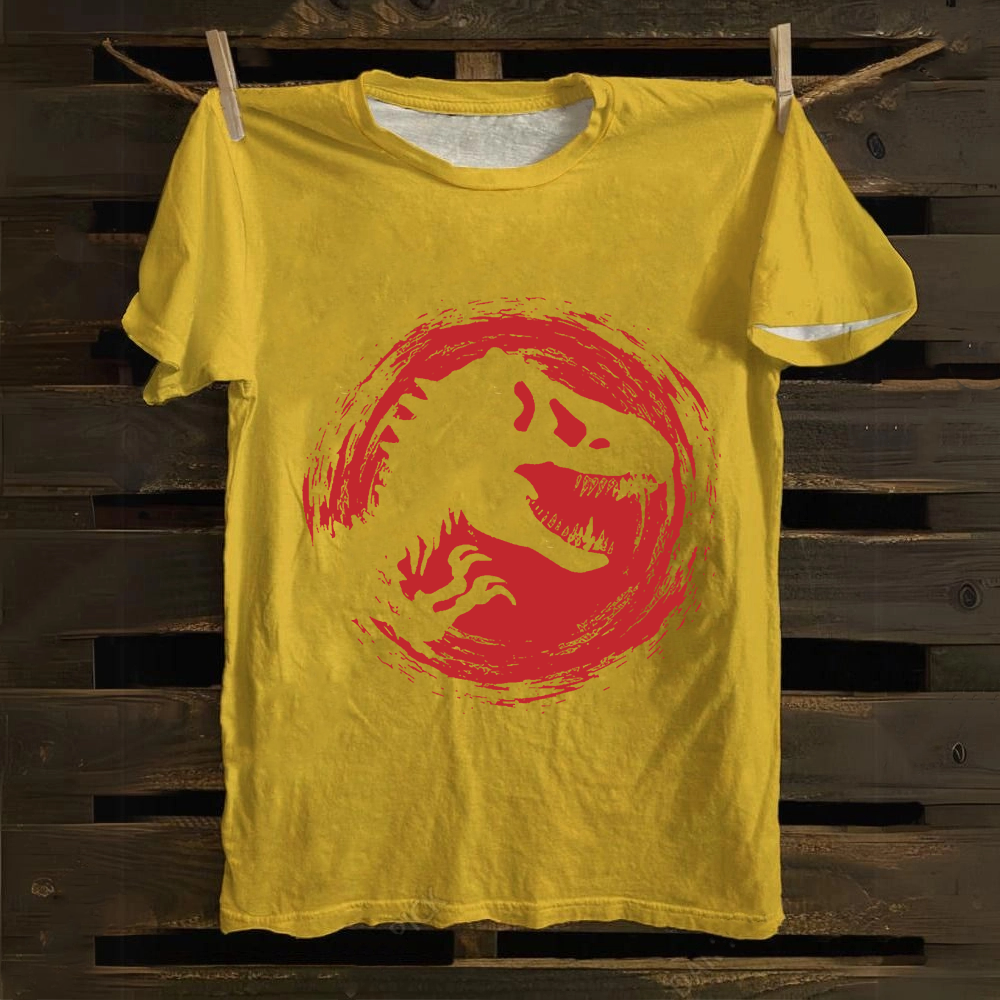 Unisex Vintage Cotton Jurassic World Red Logo  T-Shirt