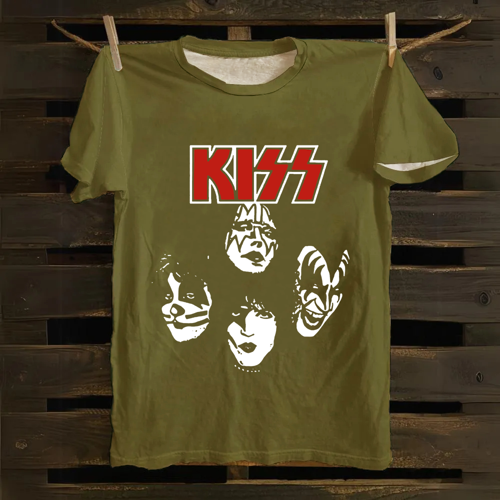 Unisex Cotton Kiss Rock Heavy Metal Band T-Shirt