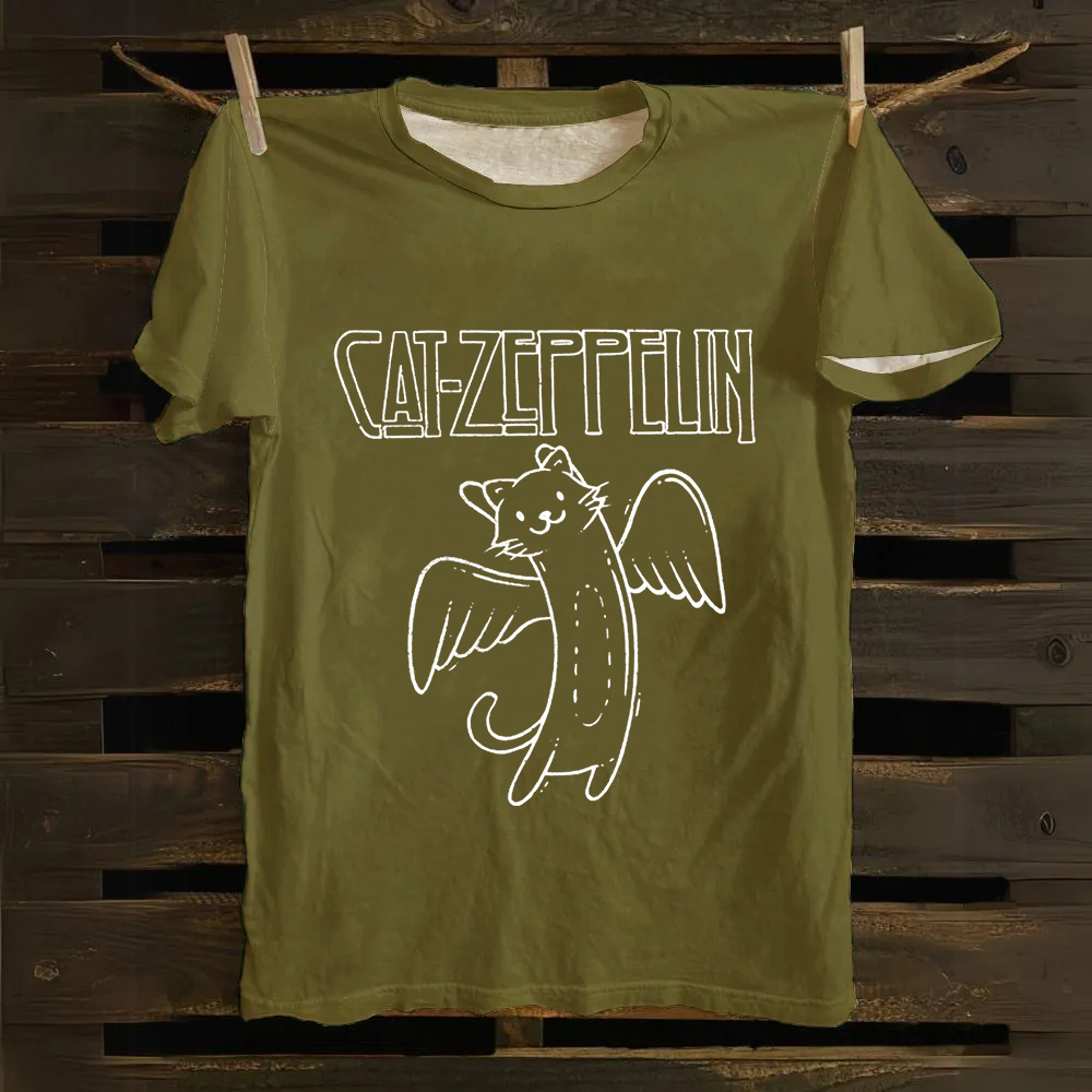 Unisex Vintage Cat Zeppelin Cotton T-Shirt