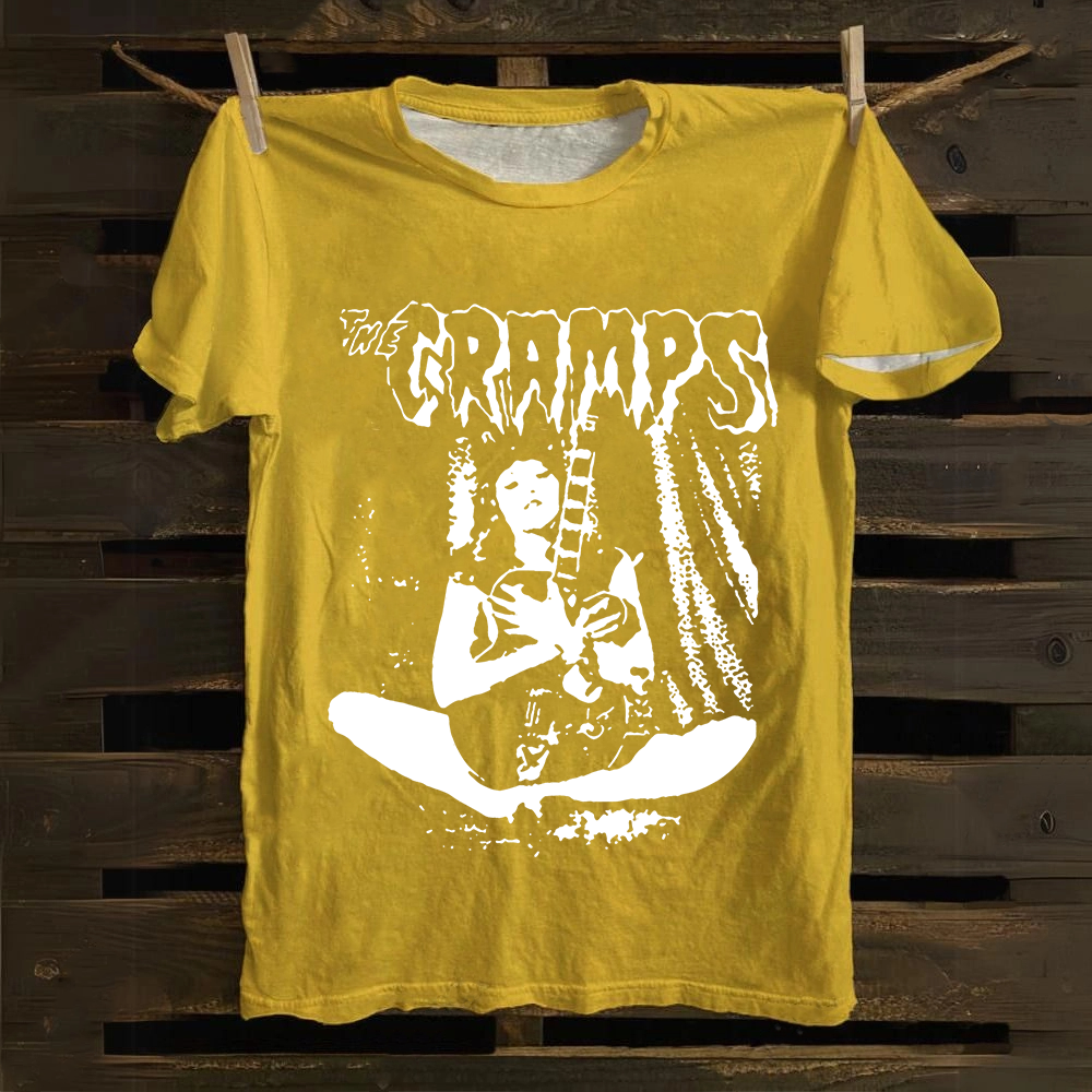 Unisex Vintage The Cramps Band Female guitarist cotton T-Shirt