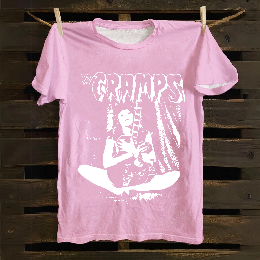 Unisex Vintage The Cramps Band Female guitarist cotton T-Shirt