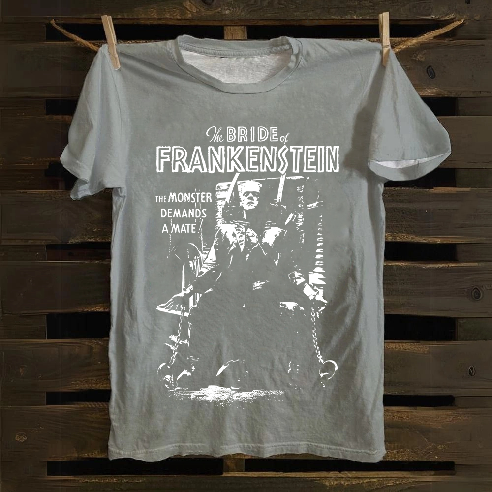 Unisex Vintage Bride of Frankenstein Horror Movie Cotton T-Shirt