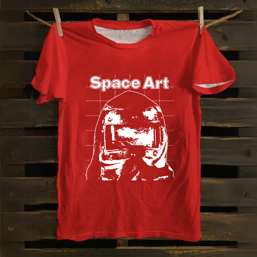 Unisex Vintage Space Art Band Cotton T-Shirt