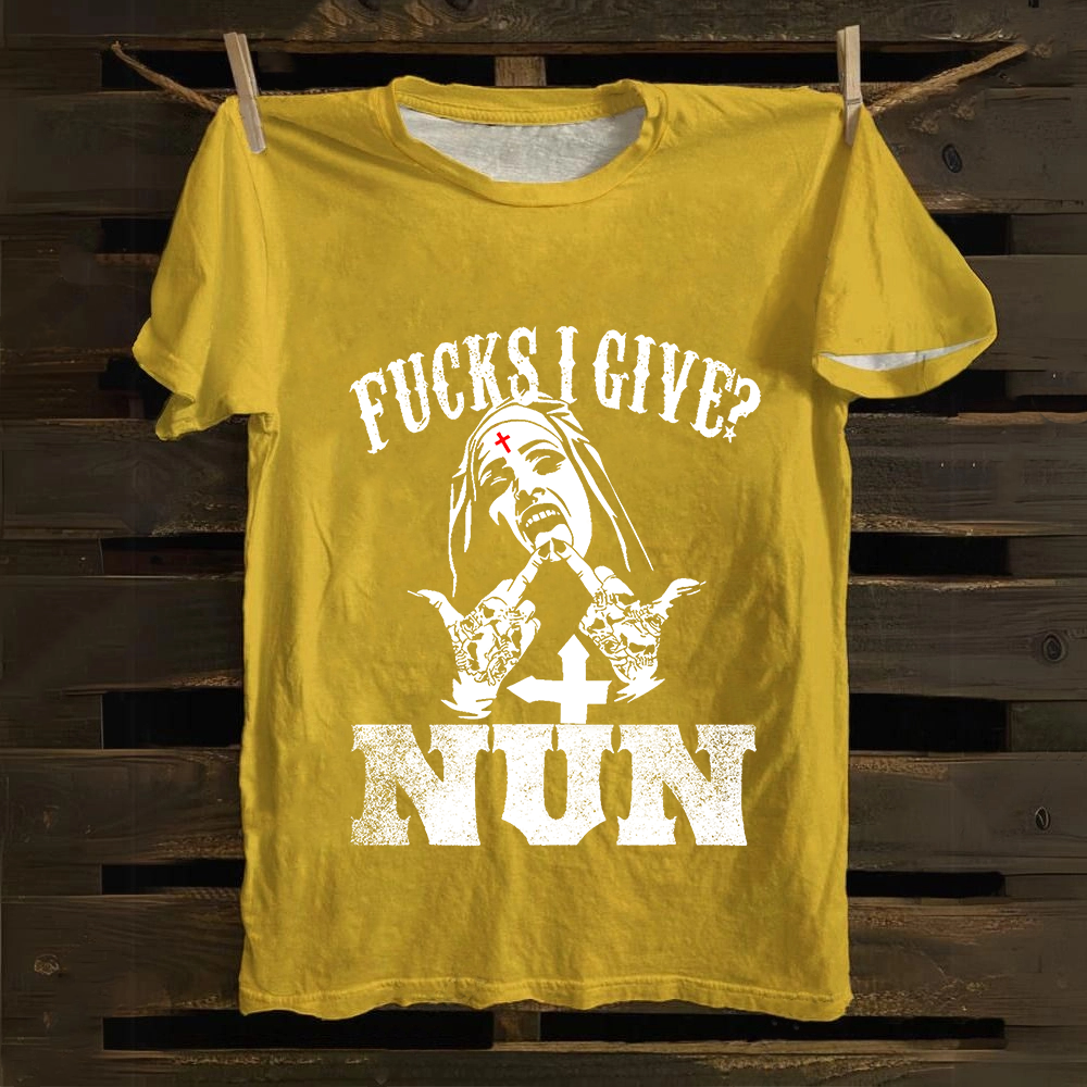 Unisex Vintage Unholy Nun Fucks Given Nun Unisex Classic Cotton T-Shirt