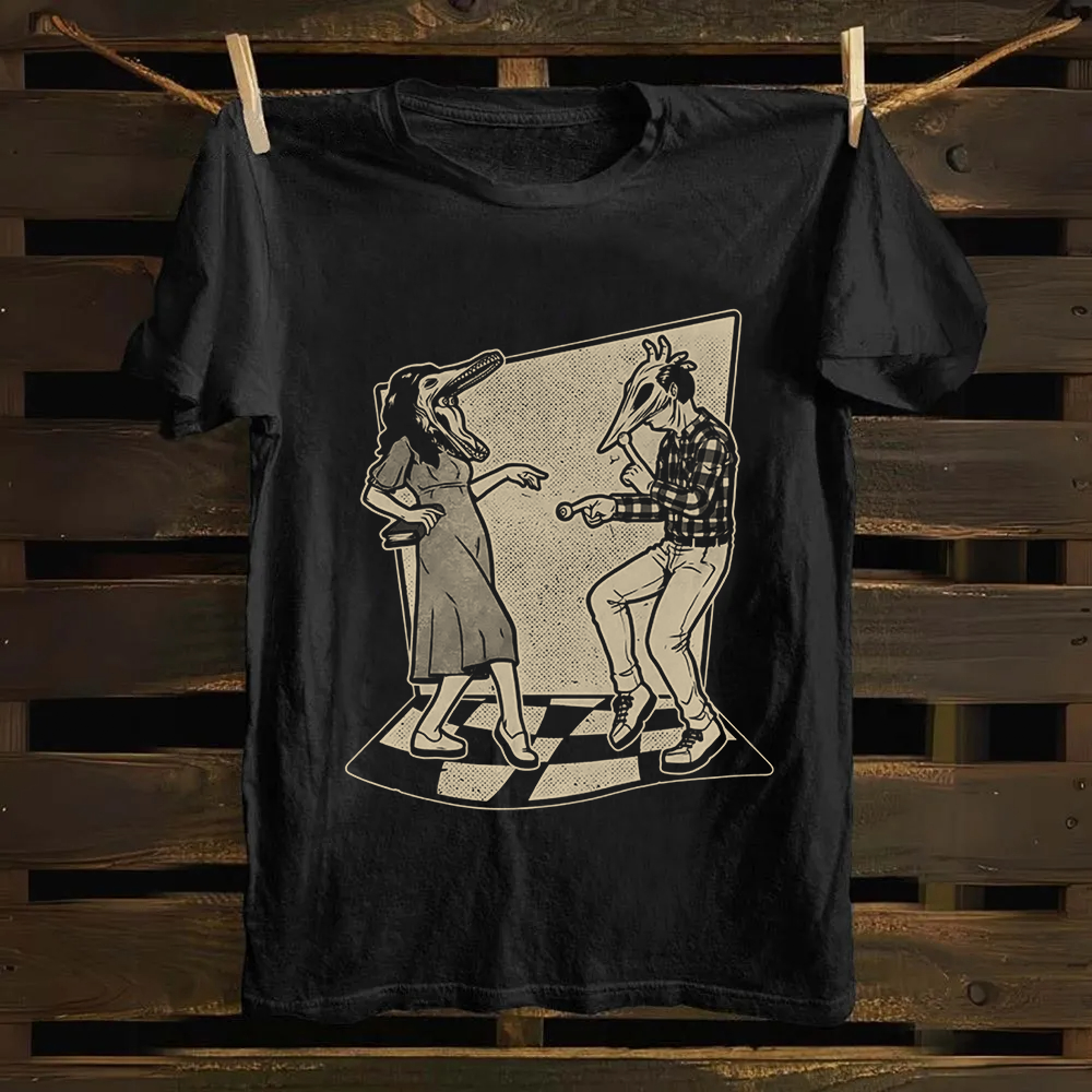 Unisex Vintage Ghost Couple Dance Beetlejuice  Cotton T-Shirt
