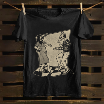 Unisex Vintage Ghost Couple Dance Beetlejuice  Cotton T-Shirt