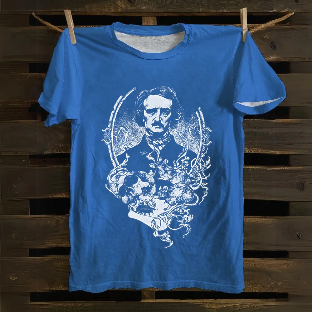 Unisex Vintage Funny Edgar Allan Poe Horror Writer Cotton T-Shirt