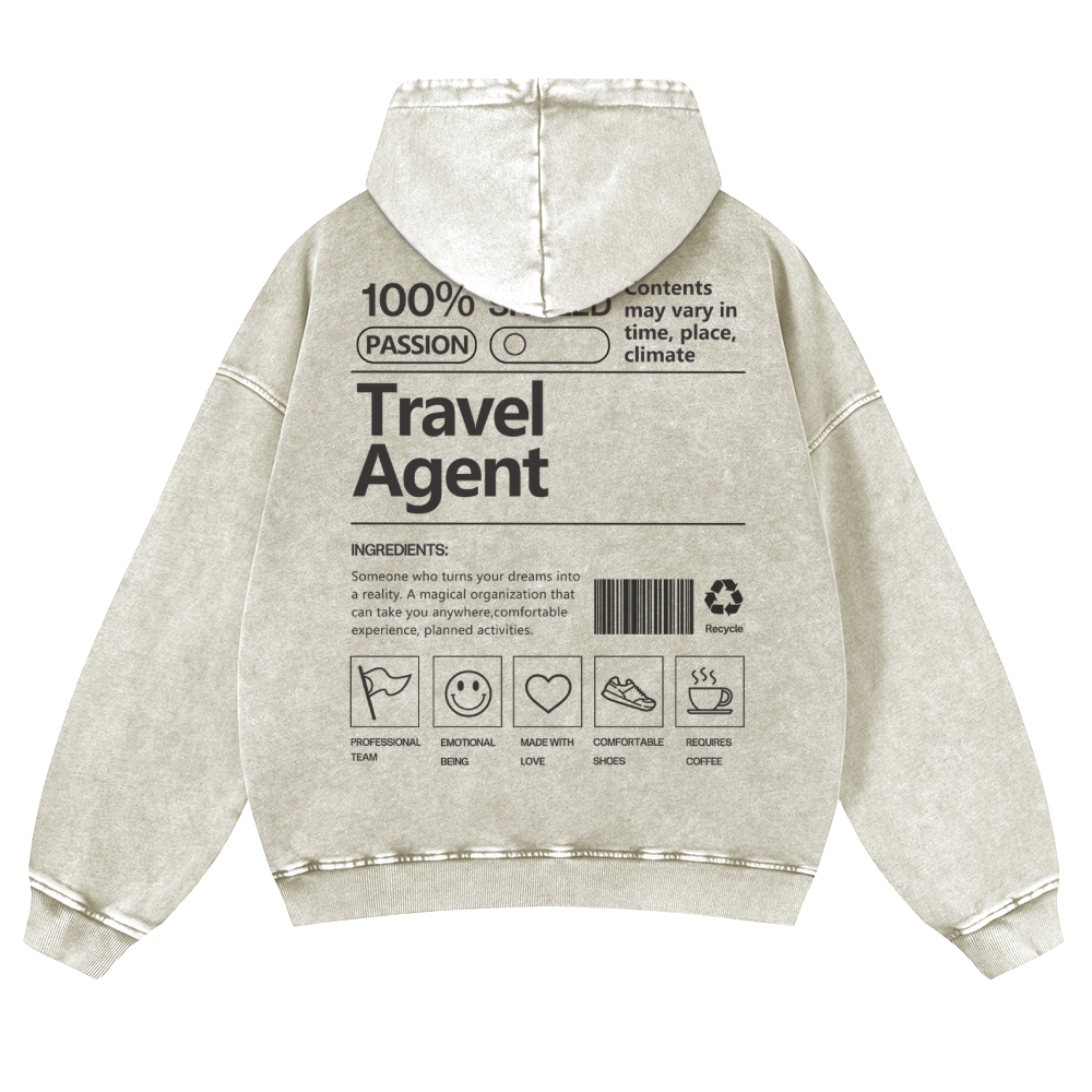 Travel Agent Casual Washed Hoodie