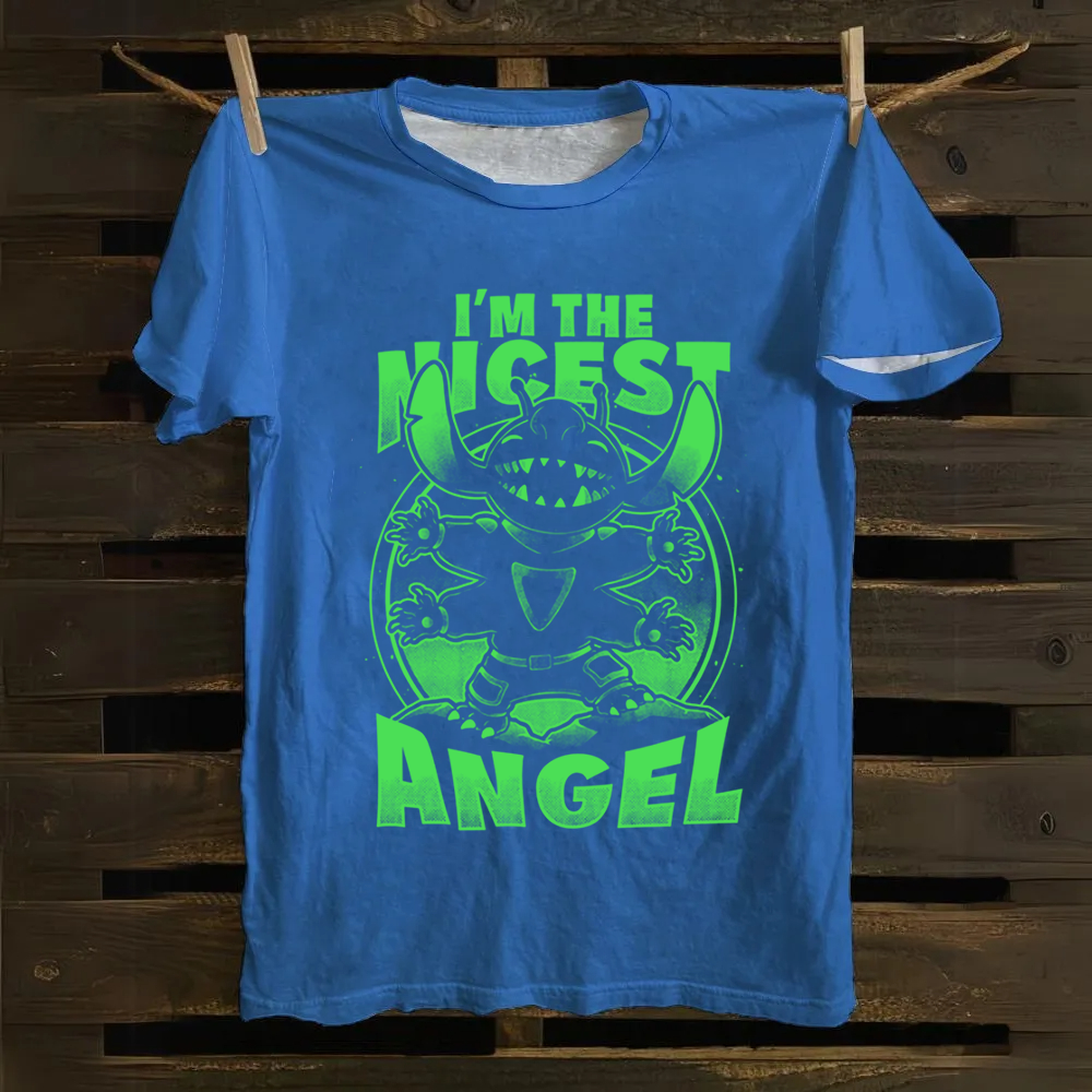 Unisex Vintage Cute Alien Nice Angel Cotton T-Shirt