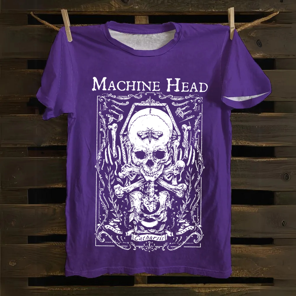Unisex Casual Machine Head Band Heavy Meta Cotton T-Shirt