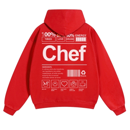 Chef Are 100%Tired 60%Love 40%Drunk Solid Color Hoodie