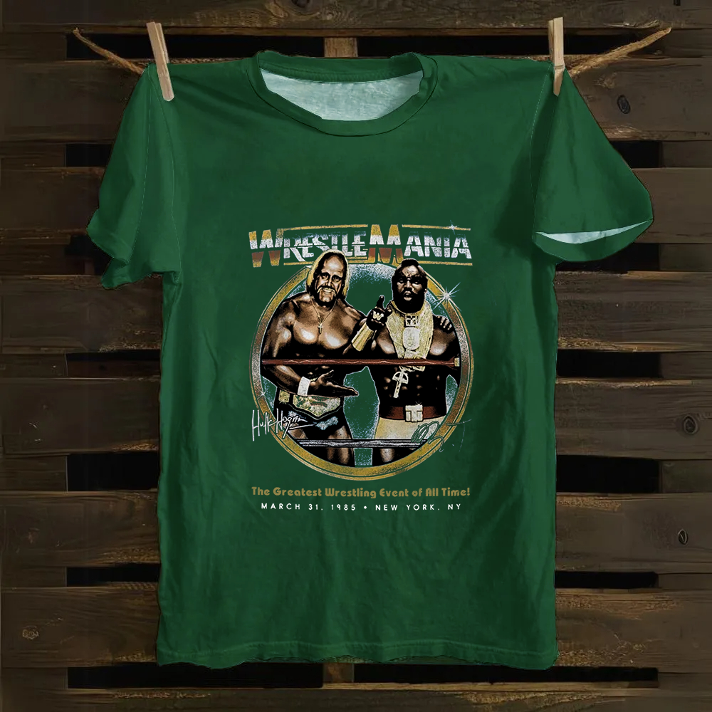 WWE Wrestle Mania - Hulk Hogan vs Mr T Casual Printed Cotton T-Shirt
