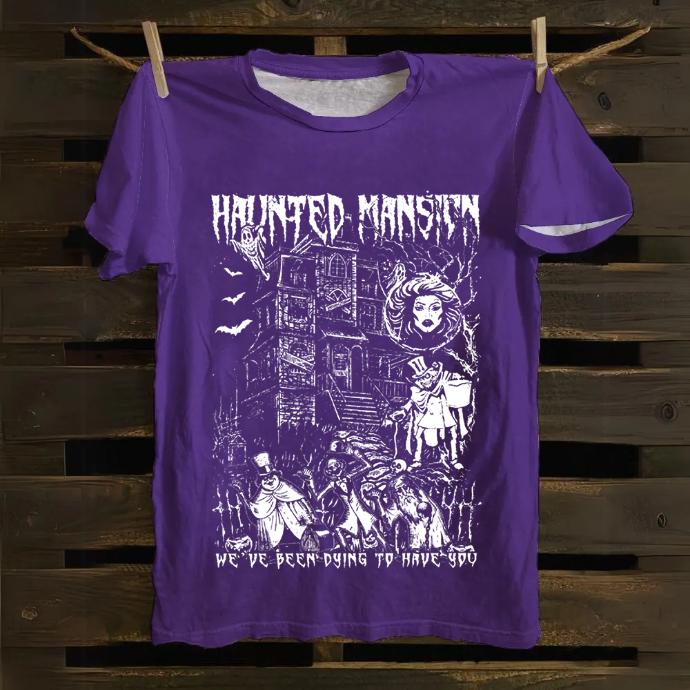 Unisex Vintage  Haunted Mansion Horror Movie Cotton T-Shirt