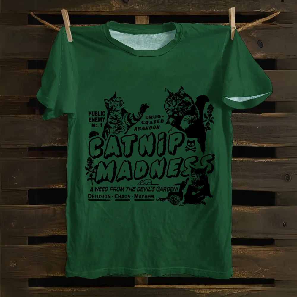 Unisex Vintage catnip madness Cotton T-Shirt