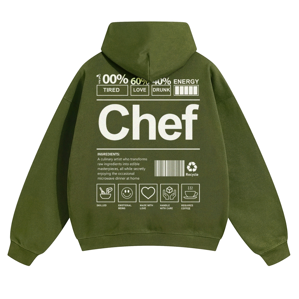 Chef Are 100%Tired 60%Love 40%Drunk Solid Color Hoodie