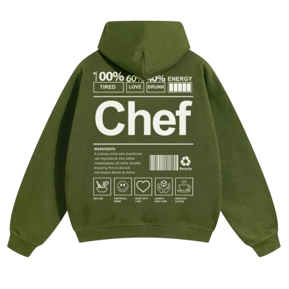 Chef Are 100%Tired 60%Love 40%Drunk Solid Color Hoodie