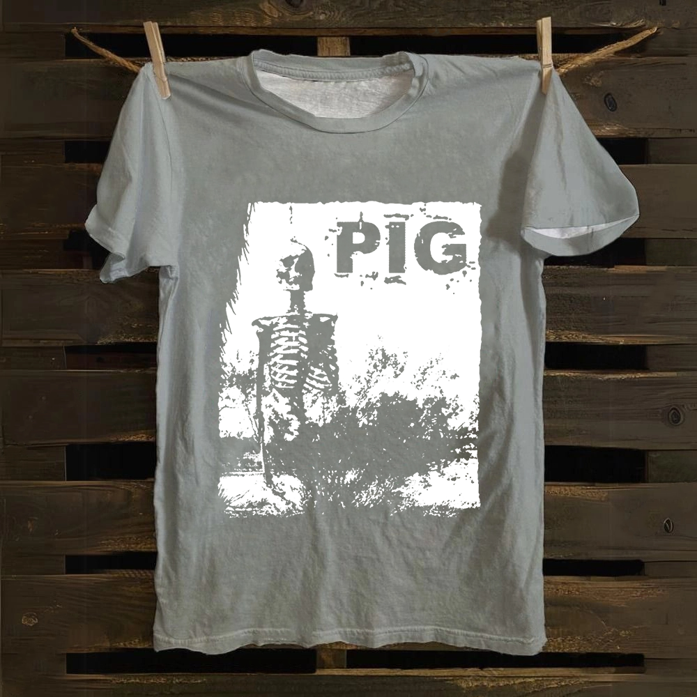 Unisex Vintage Pig Horror Movie Cotton T-Shirt