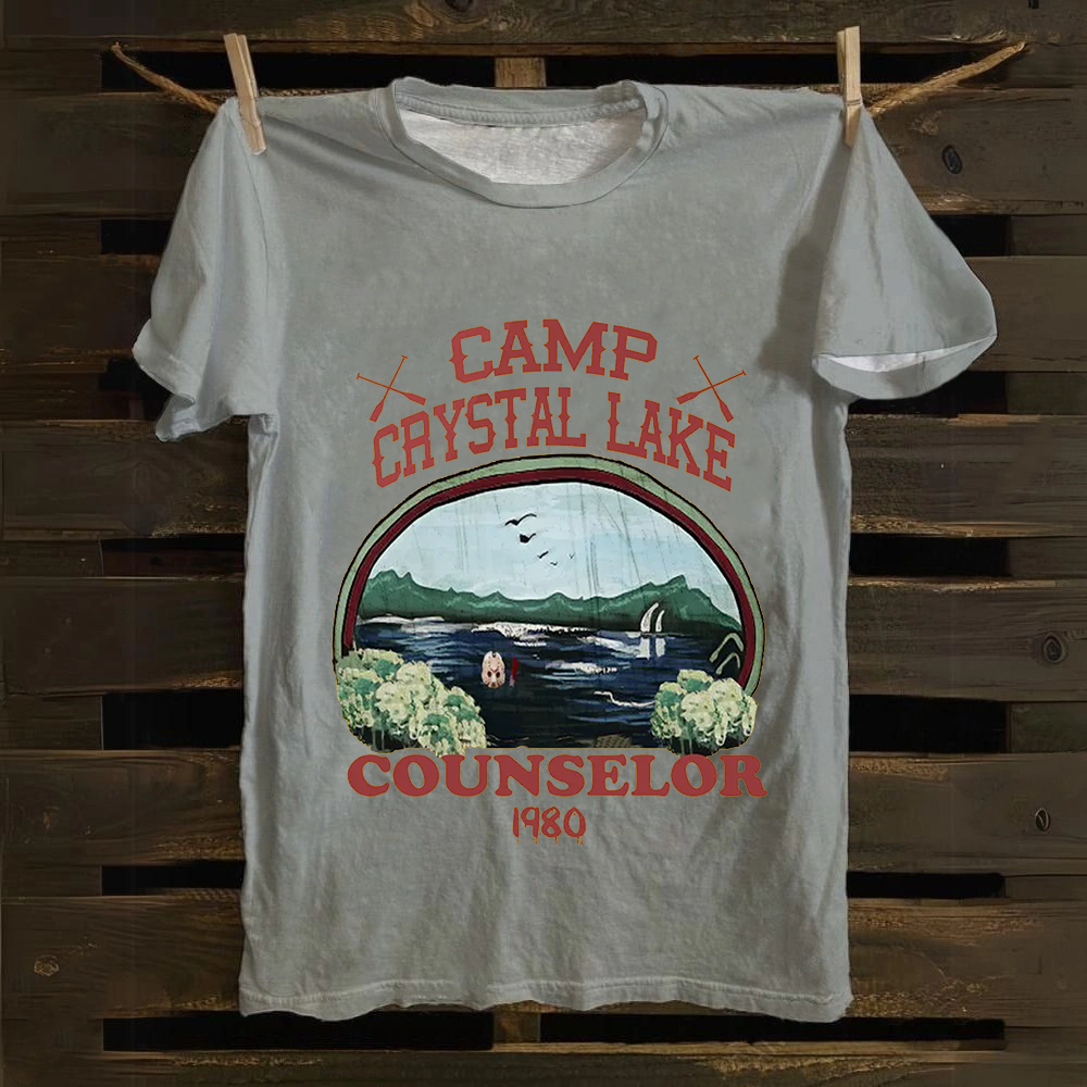 Unisex Camp Crystal Lake Print Crew Neck Casual Cotton T-Shirt