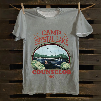 Unisex Camp Crystal Lake Print Crew Neck Casual Cotton T-Shirt