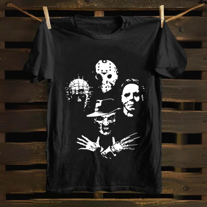 Horror Film Halloween Freddie Jason Hellraiser Grunge Rock Retro Black cotton T-Shirt