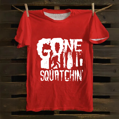 Unisex Vintage Gone Squatching Funny Big Foot Cotton T-Shirt