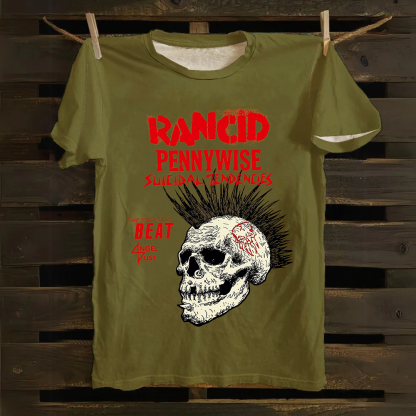 Rancid Skull Print Casua cotton T-Shirt