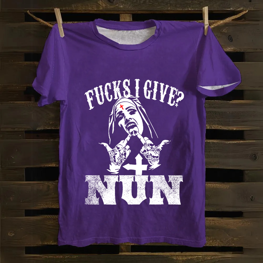Unisex Vintage Unholy Nun Fucks Given Nun Unisex Classic Cotton T-Shirt
