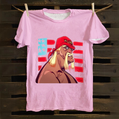 Unisex Vintage   Wrestling WWE Hulk Hogan Real American Cotton T-Shirt
