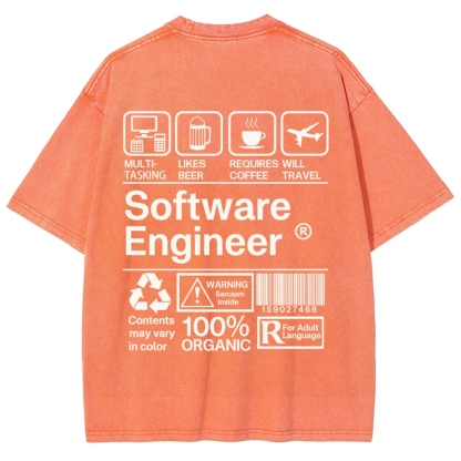Software Engineer Unisex Fit Washed T-Shirt