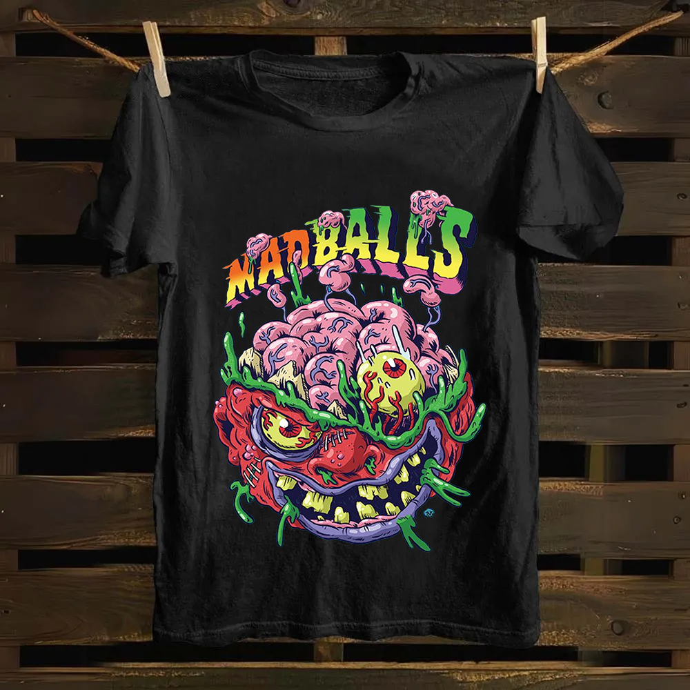 Unisex Blue Madballs Zombie Weird Print Casual Cotton T-Shirt