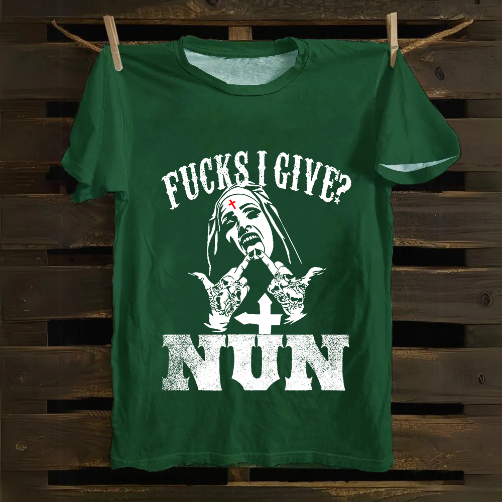 Unisex Vintage Unholy Nun Fucks Given Nun Unisex Classic Cotton T-Shirt