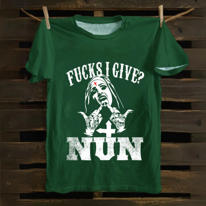 Unisex Vintage Unholy Nun Fucks Given Nun Unisex Classic Cotton T-Shirt