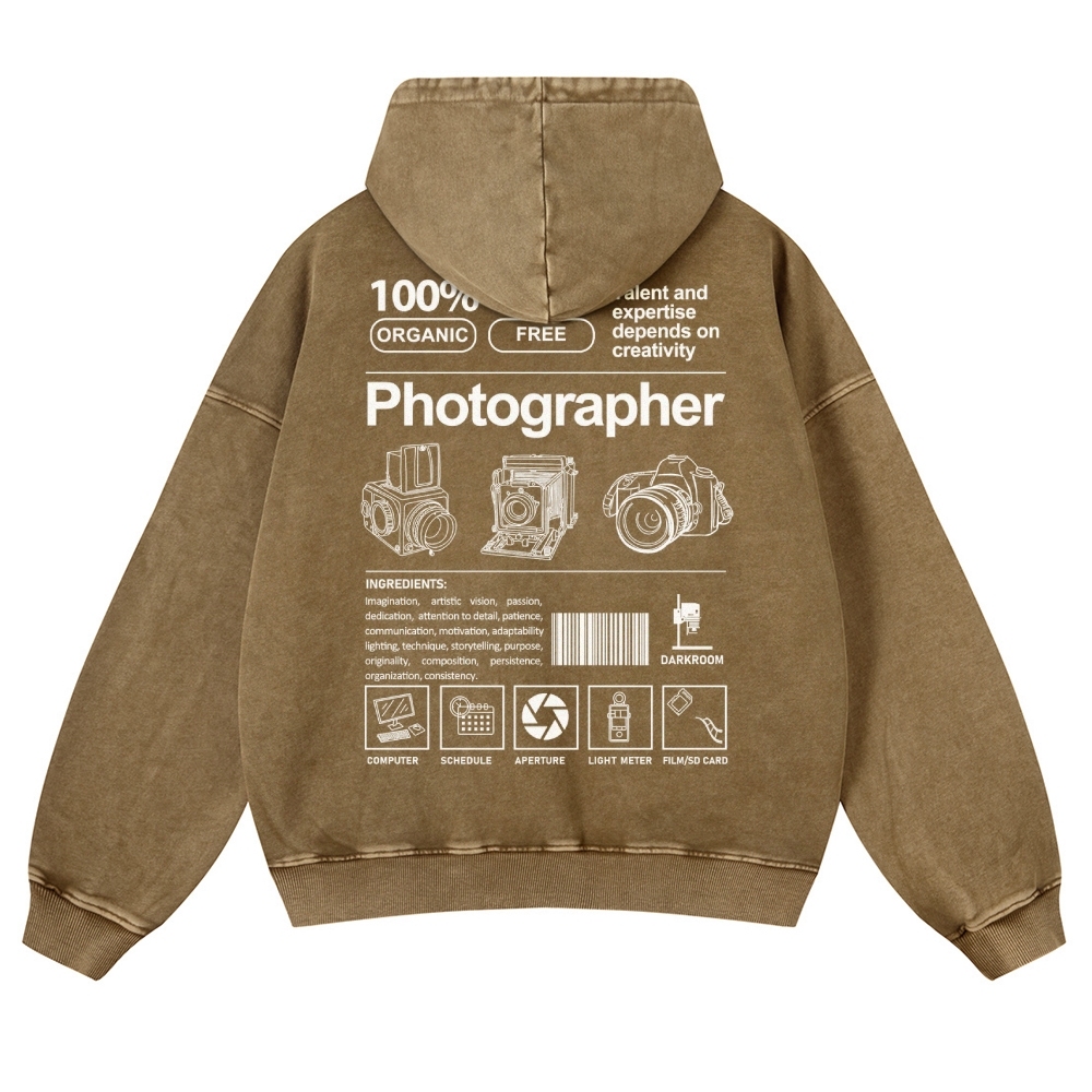 Photographer Casual Washed Hoodie