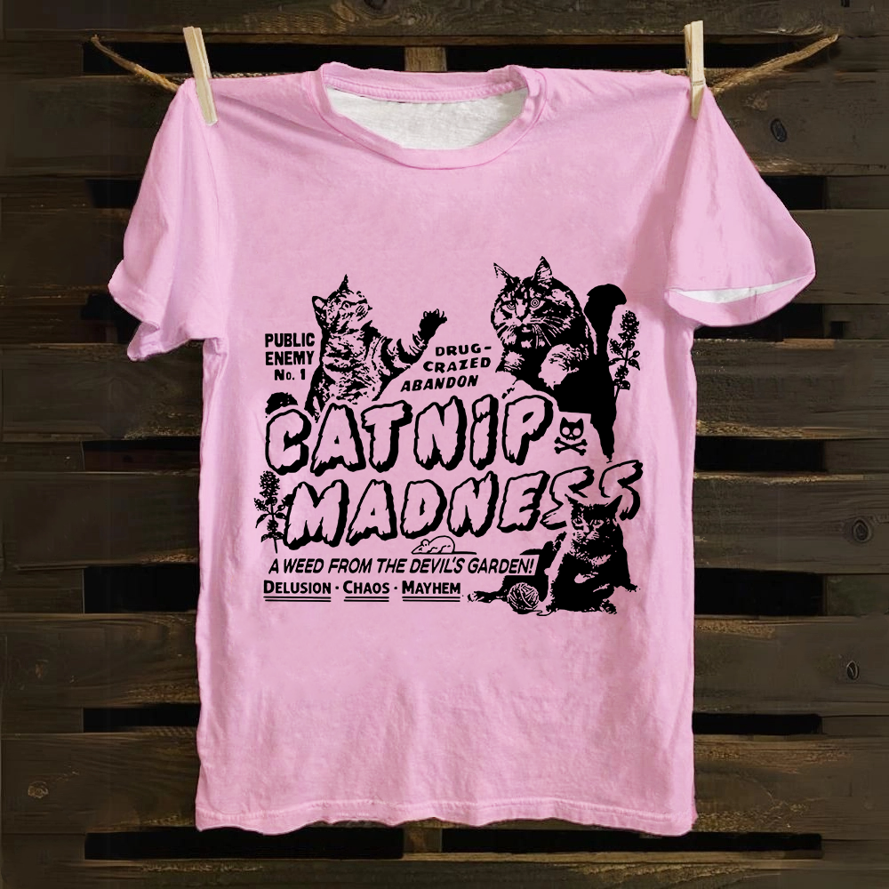 Unisex Vintage catnip madness Cotton T-Shirt