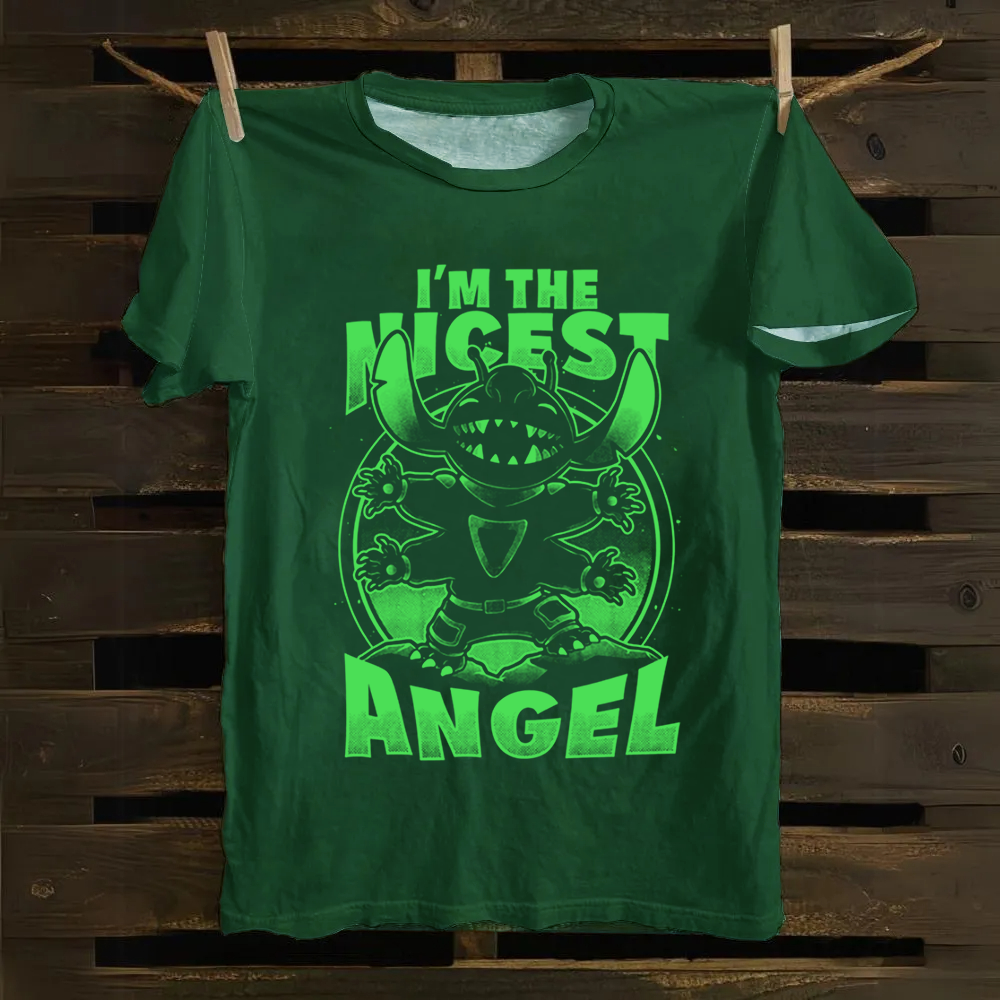 Unisex Vintage Cute Alien Nice Angel Cotton T-Shirt