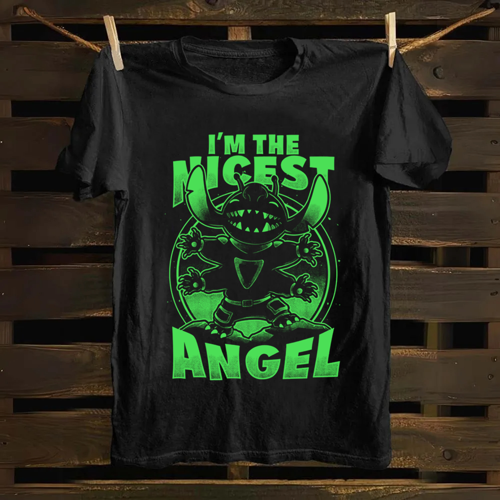 Unisex Vintage Cute Alien Nice Angel Cotton T-Shirt