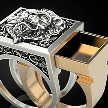 Domineering lion ring creative invisible storage box ring