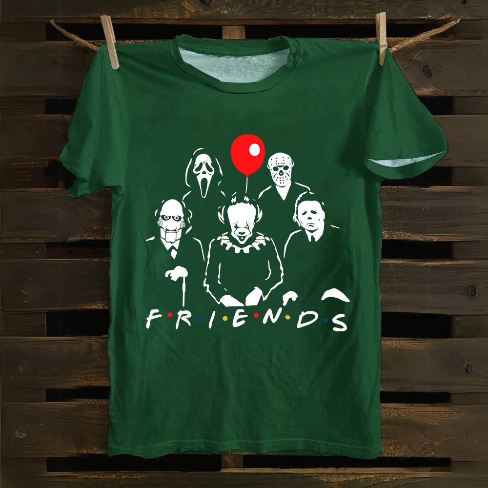 Unisex Vintage Friends Halloween SVG Horror Movie Cotton T-Shirt
